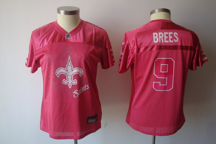Saints #9 Drew Brees Pink 2011 Women's Fem Fan Stitched NFL Jersey